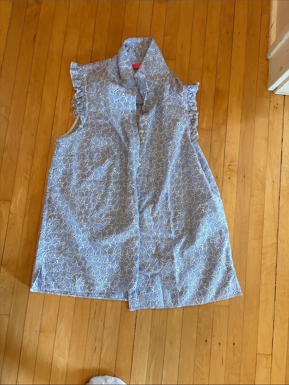 Lilly Pulitzer Blue Eyelet Sleeveless Button-Front Top